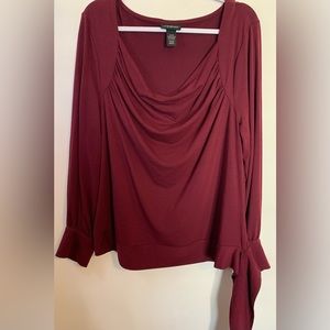 Beautiful Lane Bryant Long Sleeve Blouse with Asymmetrical/Tie Hem Size 18/20
